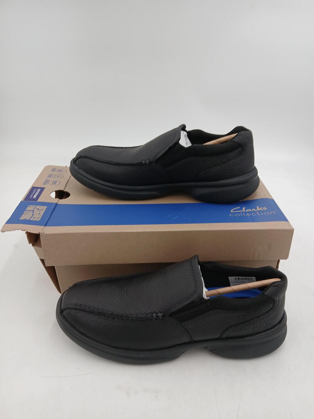Clarks Bradley Step Shoes Mens Size 8.5 Black Leather Slip On Casual Comfort